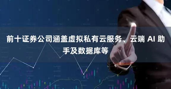 前十证券公司涵盖虚拟私有云服务、云端 AI 助手及数据库等