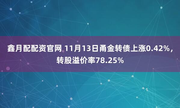 鑫月配配资官网 11月13日甬金转债上涨0.42%,转股溢价率78.25%